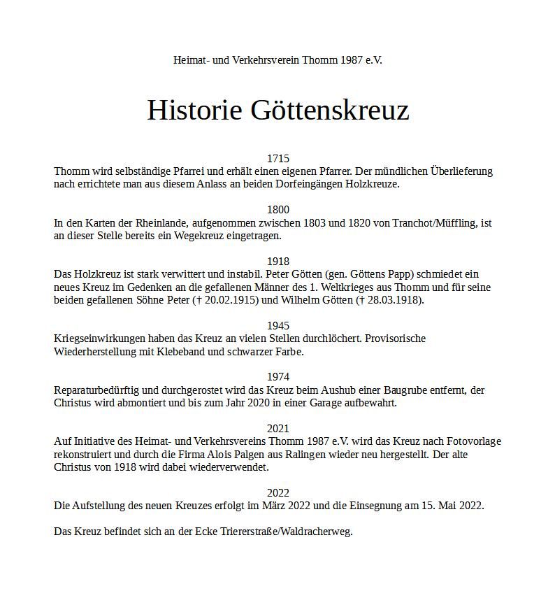 Göttenskreuz, Historie